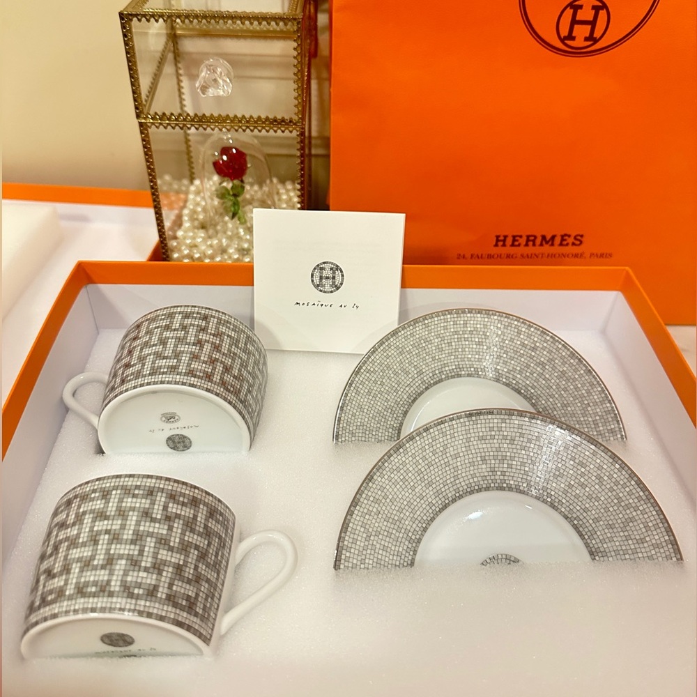 Authentic Hermes Mosaique au 24 tea cup and saucer